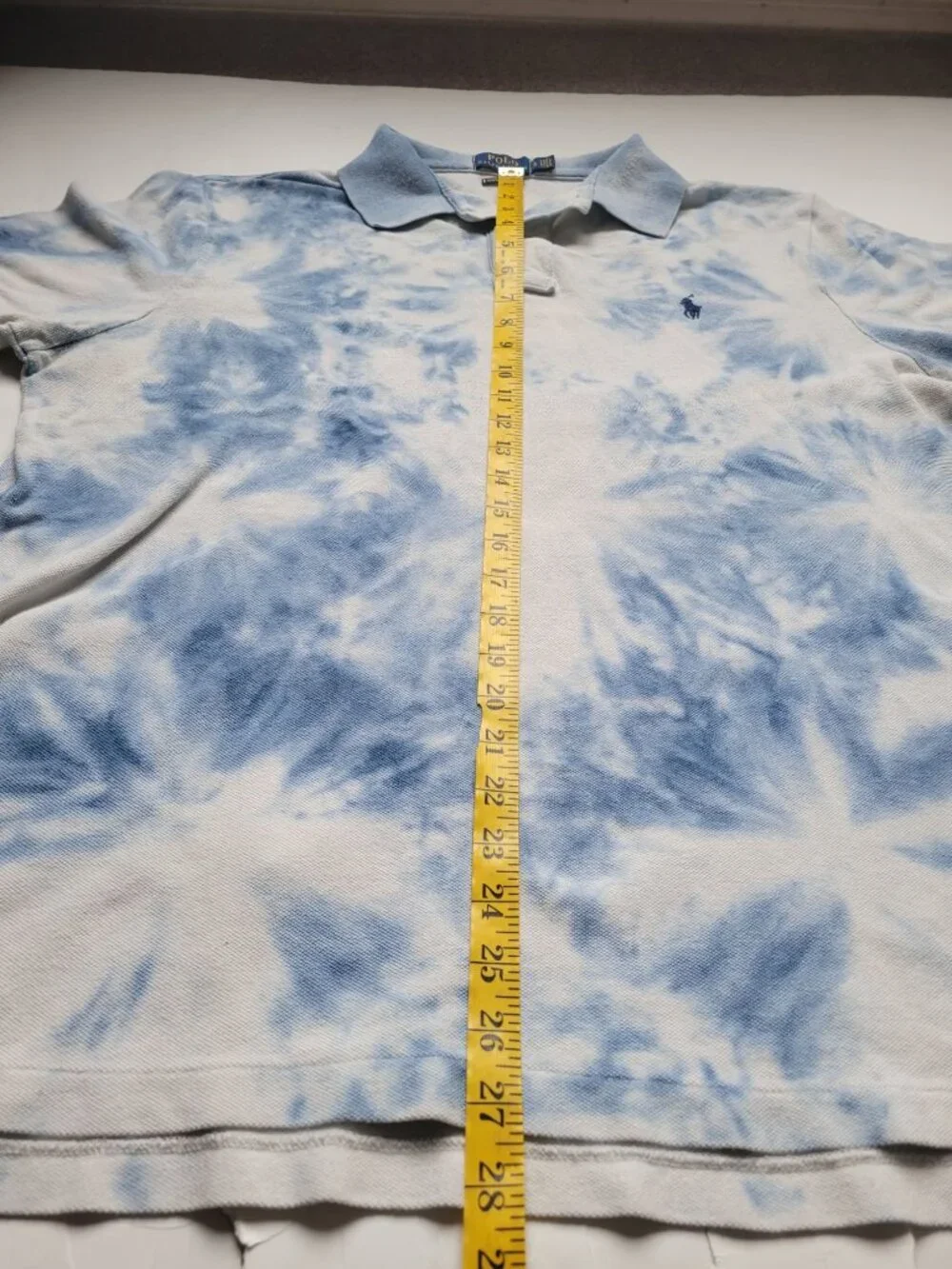 Polo Ralph Lauren polo shirt blue and white tie-dye embroidered logo Size XL